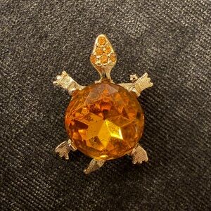 Amber Turtle Brooch